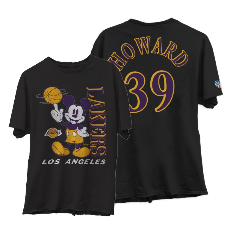 Men's Los Angeles Lakers Dwight Howard #39 NBA Vintage Disney X Collection Mickey Junk Food Black Basketball T-Shirt VMT7583LG